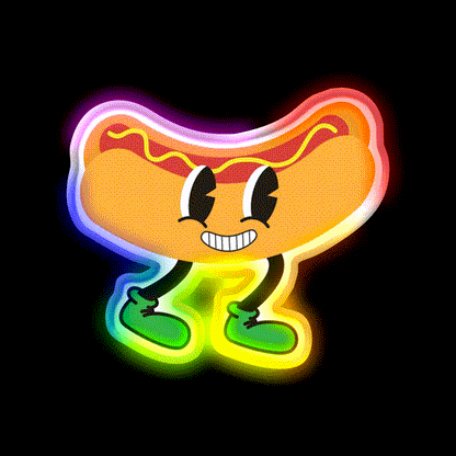 Nathans Hot Dog Snack Food Led Neon Sign Rgb Color - LED neon sign close-up detail