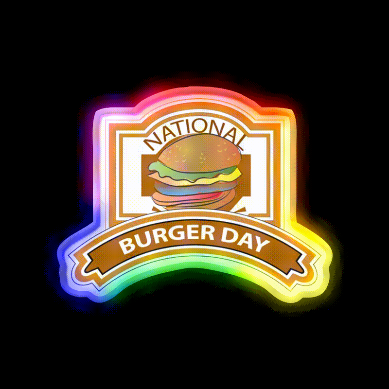 National Burger Day Sign Snack Food Led Neon Sign Rgb Color - LED neon sign close-up detail