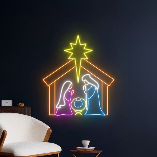 Nativity Scene Neon Sign