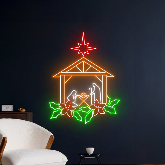 Nativity Scene Neon Sign Holy Family Led Sign