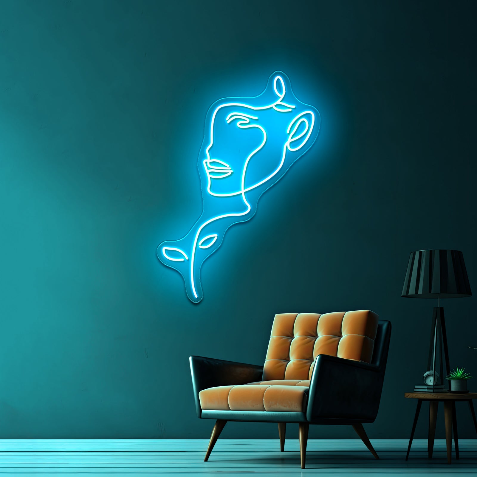 Nature Woman Head Line Art Female Face Wall Artwork Neon Signs | Shineneon