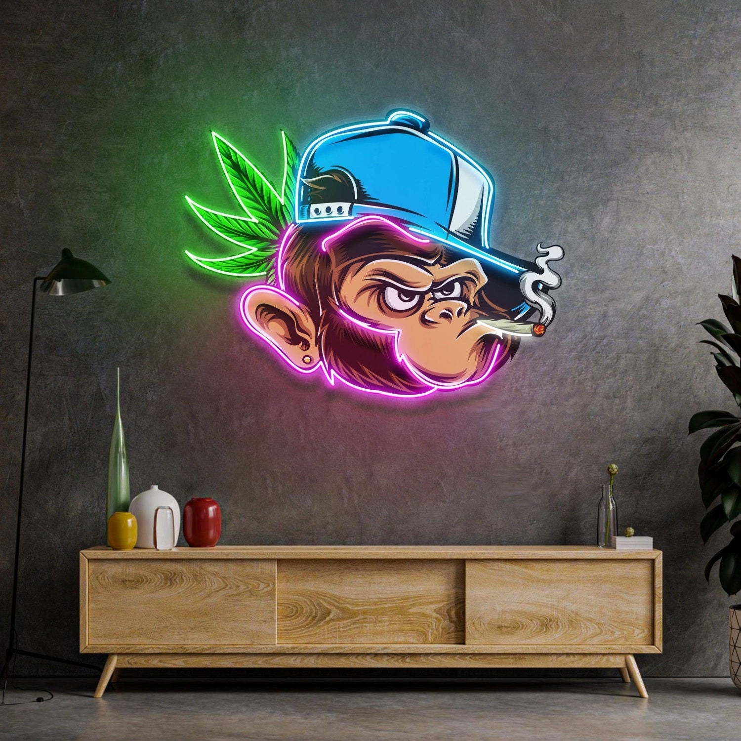 Naughty Monkey Multi-Color Cartoon Uv Printed Led Neon Sign Indoor Wall Art | Shineneon