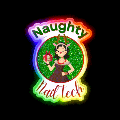Naughty Nail Tech Nail Salon Led Neon Sign Rgb Color - LED neon sign close-up detail