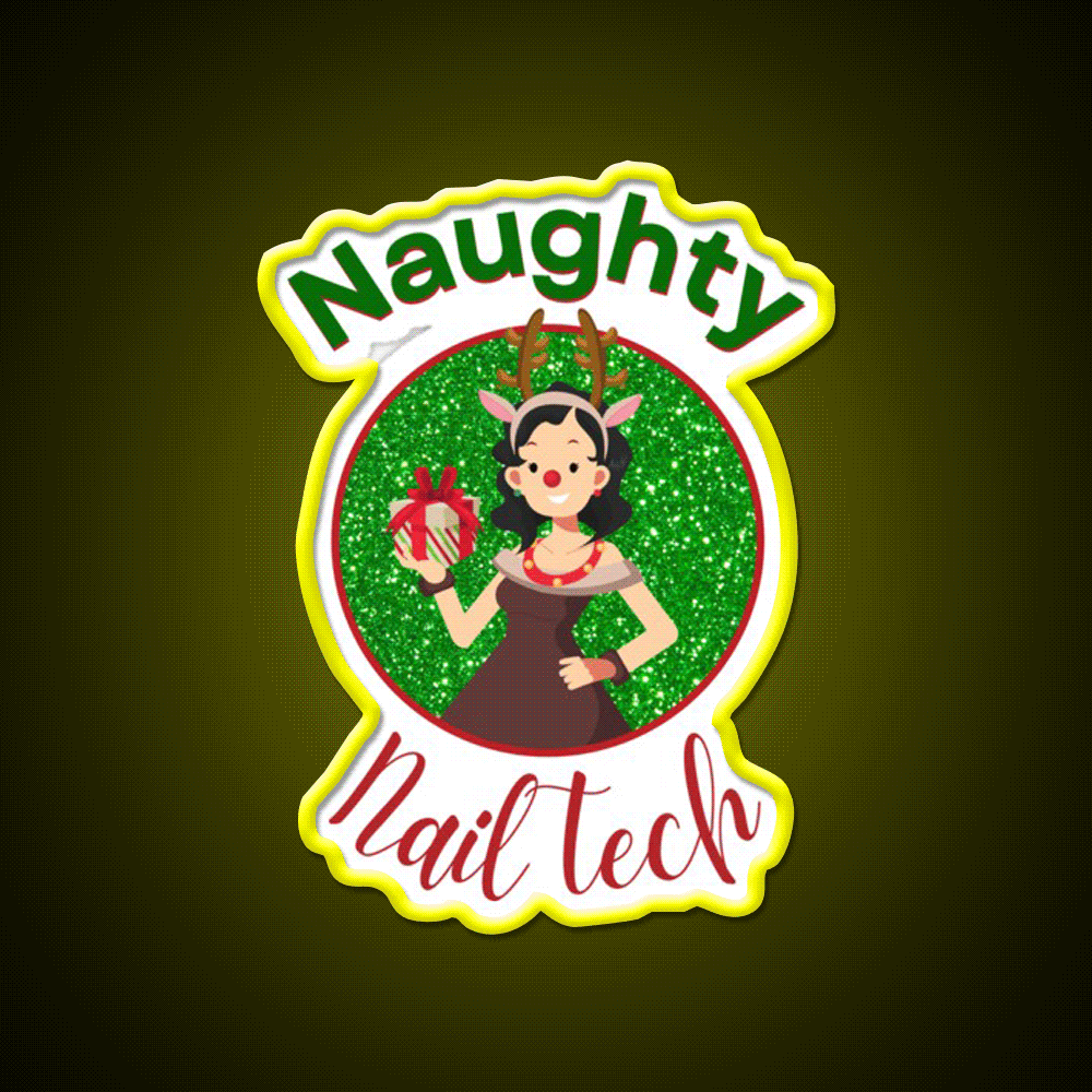 Naughty Nail Tech Nail Salon Led Neon Sign Rgb Color - Custom LED neon sign front view