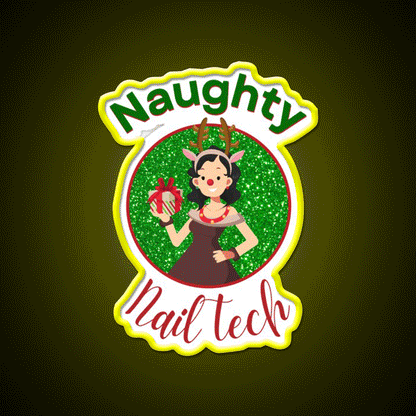 Naughty Nail Tech Nail Salon Led Neon Sign Rgb Color - Custom LED neon sign front view