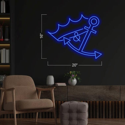 Navy Anchor Crown Led Neon Sign For Nautical Bar Decor | Shineneon
