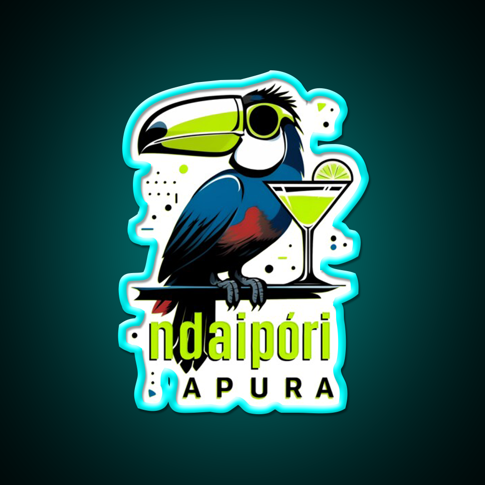 Ndaipori Apura No Rush Toucan With Cocktail Man Cave Bar Led Neon Sign Rgb Color