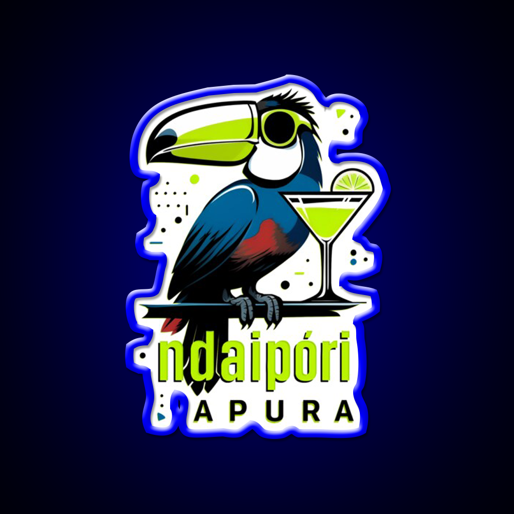 Ndaipori Apura No Rush Toucan With Cocktail Man Cave Bar Led Neon Sign Rgb Color