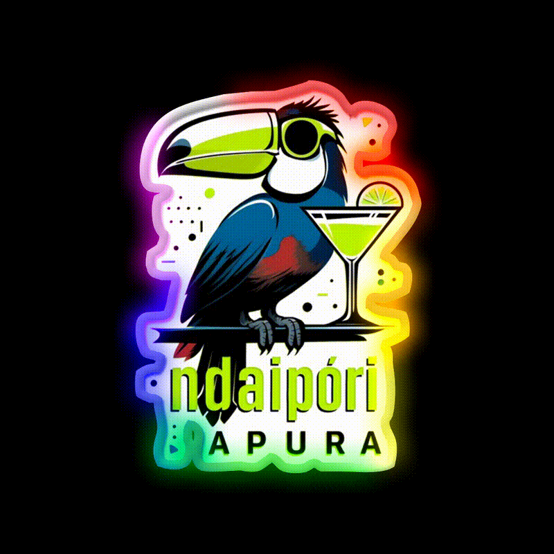 Ndaipori Apura No Rush Toucan With Cocktail Man Cave Bar Led Neon Sign Rgb Color