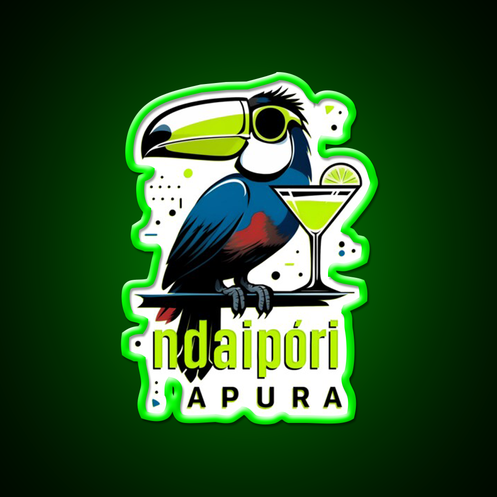 Ndaipori Apura No Rush Toucan With Cocktail Man Cave Bar Led Neon Sign Rgb Color