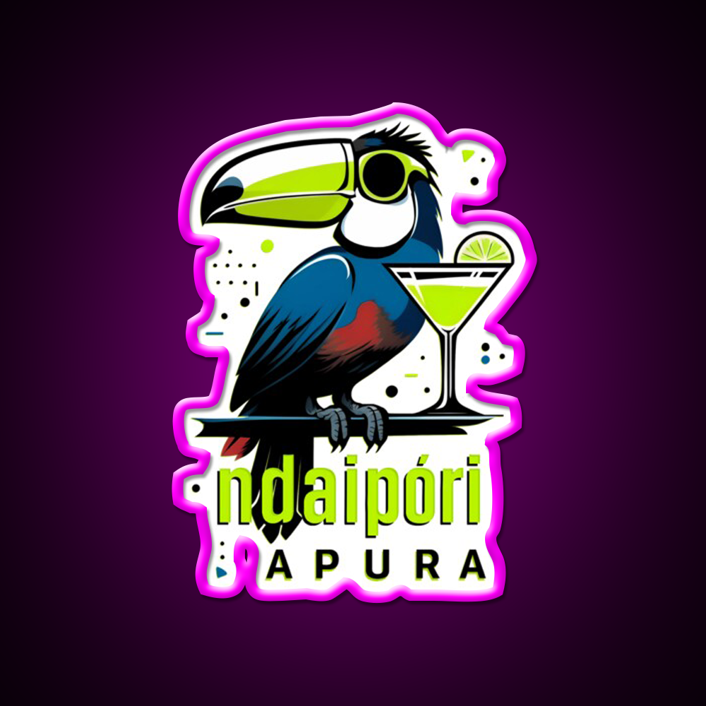 Ndaipori Apura No Rush Toucan With Cocktail Man Cave Bar Led Neon Sign Rgb Color