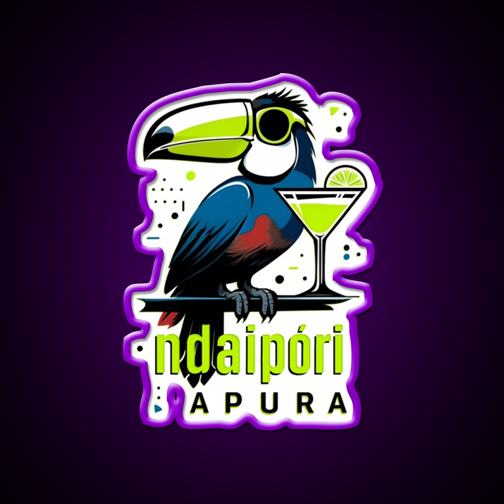 Ndaipori Apura No Rush Toucan With Cocktail Man Cave Bar Led Neon Sign Rgb Color