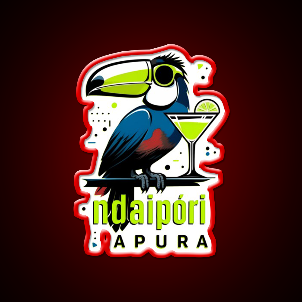 Ndaipori Apura No Rush Toucan With Cocktail Man Cave Bar Led Neon Sign Rgb Color
