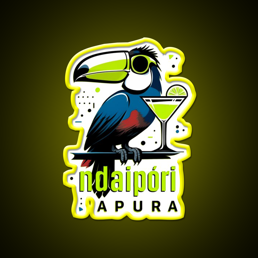 Ndaipori Apura No Rush Toucan With Cocktail Man Cave Bar Led Neon Sign Rgb Color