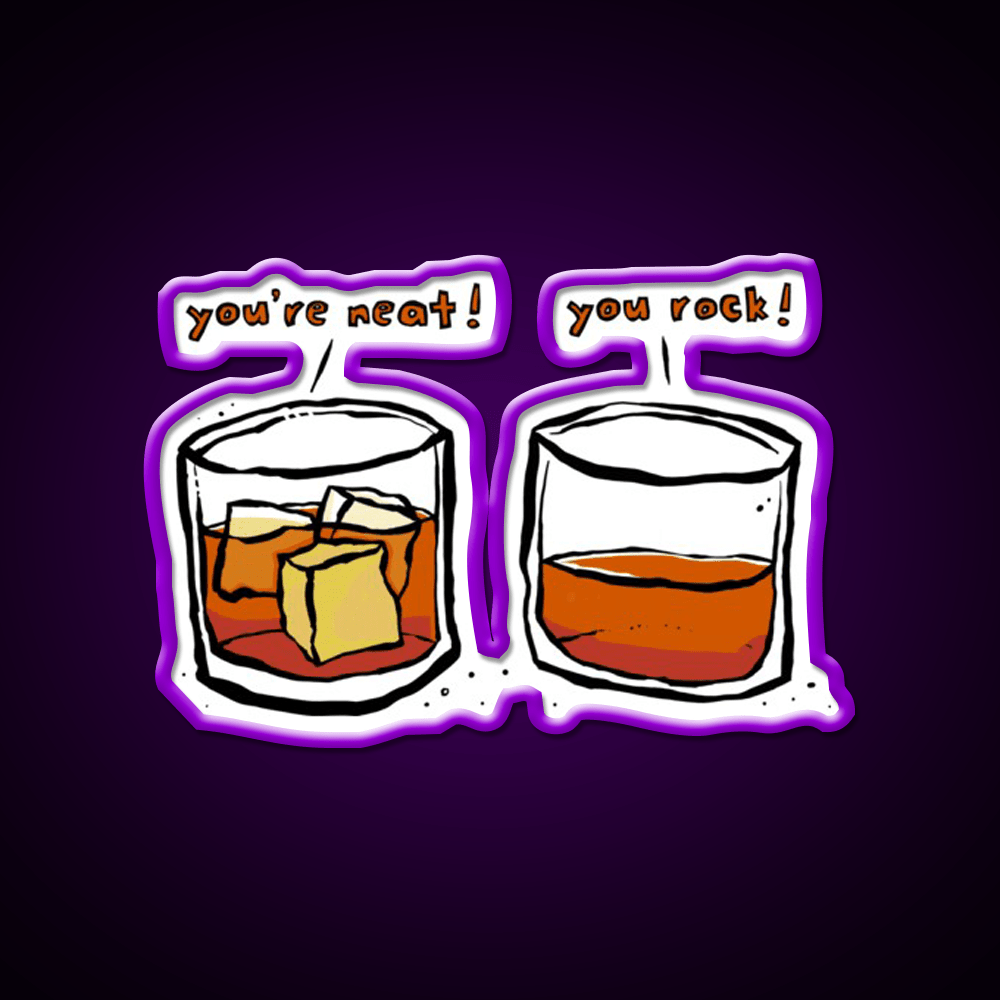 Neat Rocks Whiskey Drink Bar Led Neon Sign Rgb Color - Shineneon