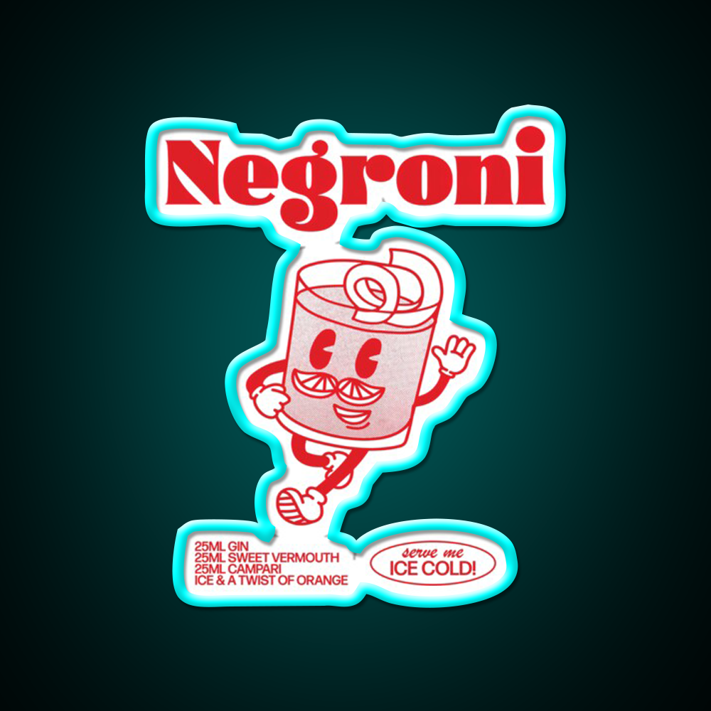 Negroni Cocktail Bar Decor Led Neon Sign For Cocktail Lovers Rgb Color - Size and dimension reference
