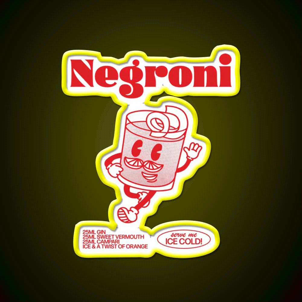 Negroni Cocktail Bar Decor Led Neon Sign For Cocktail Lovers Rgb Color - Custom LED neon sign front view