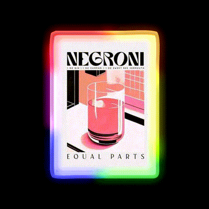 Negroni Cocktail Bar Decor Led Neon Sign Home Bar Decor Rgb Color - LED neon sign close-up detail