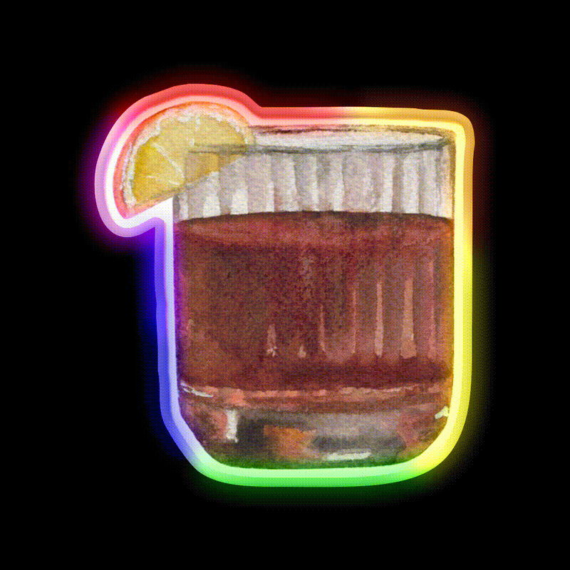 Negroni Cocktail Glass Cocktail Bar Decor Led Neon Sign Rgb Color - LED neon sign close-up detail