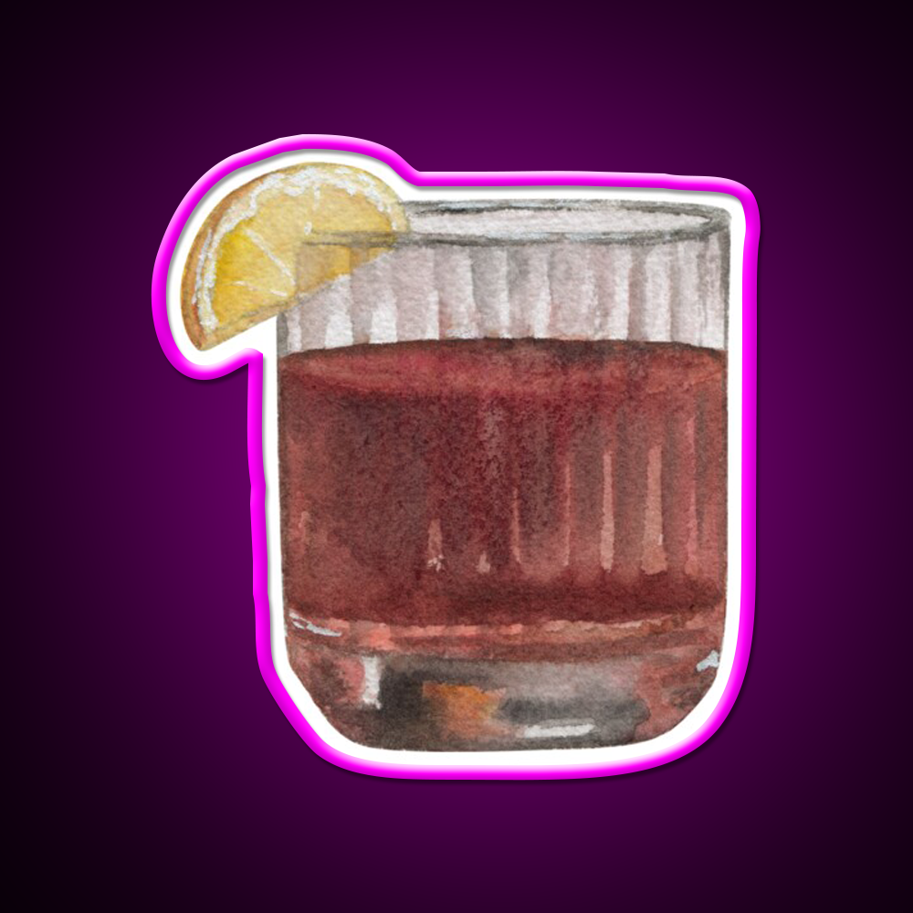 Negroni Cocktail Glass Cocktail Bar Decor Led Neon Sign Rgb Color - Neon sign mounted on wall in room