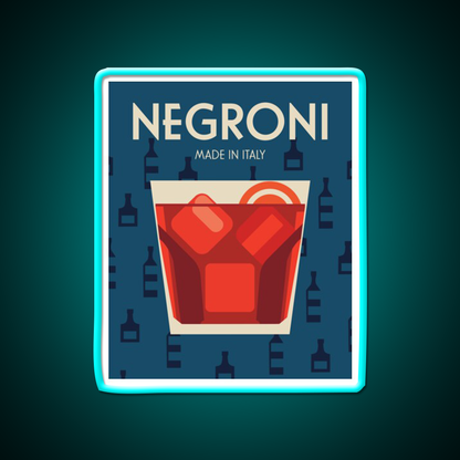 Negroni Made In Italy Cocktail Bar Decor Led Neon Sign Rgb Color - Size and dimension reference