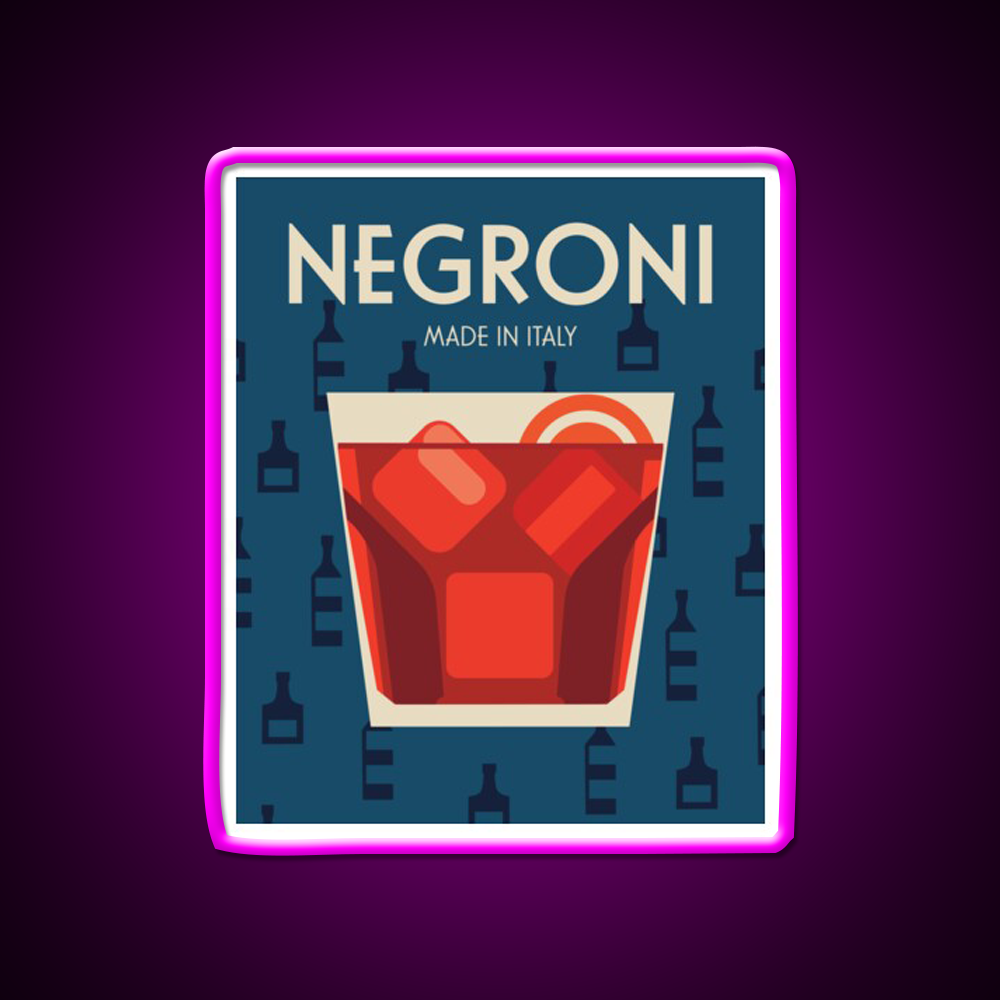 Negroni Made In Italy Cocktail Bar Decor Led Neon Sign Rgb Color - Neon sign mounted on wall in room