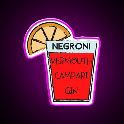 Negroni Vermouth Campari Gin Cocktail Bar Decor Led Neon Sign Rgb Color - Neon sign mounted on wall in room
