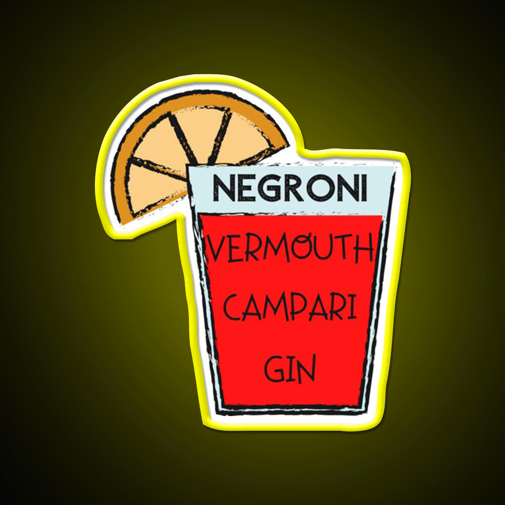 Negroni Vermouth Campari Gin Cocktail Bar Decor Led Neon Sign Rgb Color - Custom LED neon sign front view