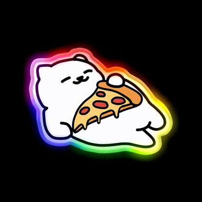 Neko Atsume Fast Food Led Neon Sign For Burger Place Rgb Color - LED neon sign close-up detail