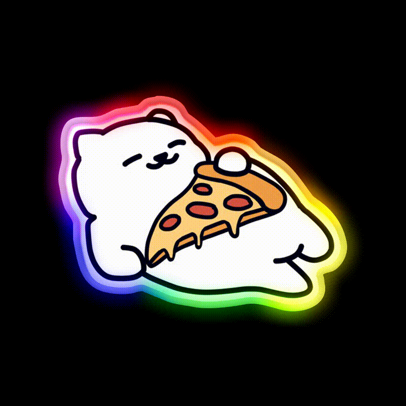 Neko Atsume Fast Food Led Neon Sign For Burger Place Rgb Color - LED neon sign close-up detail