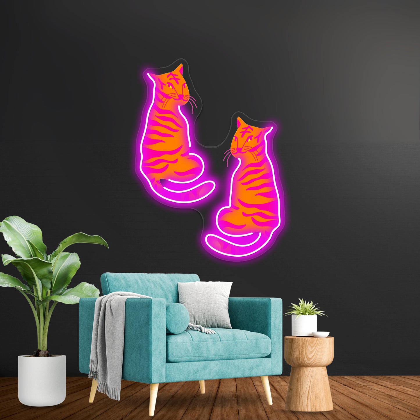 Neon Abstract Tigers Wall Artwork Neon Signs