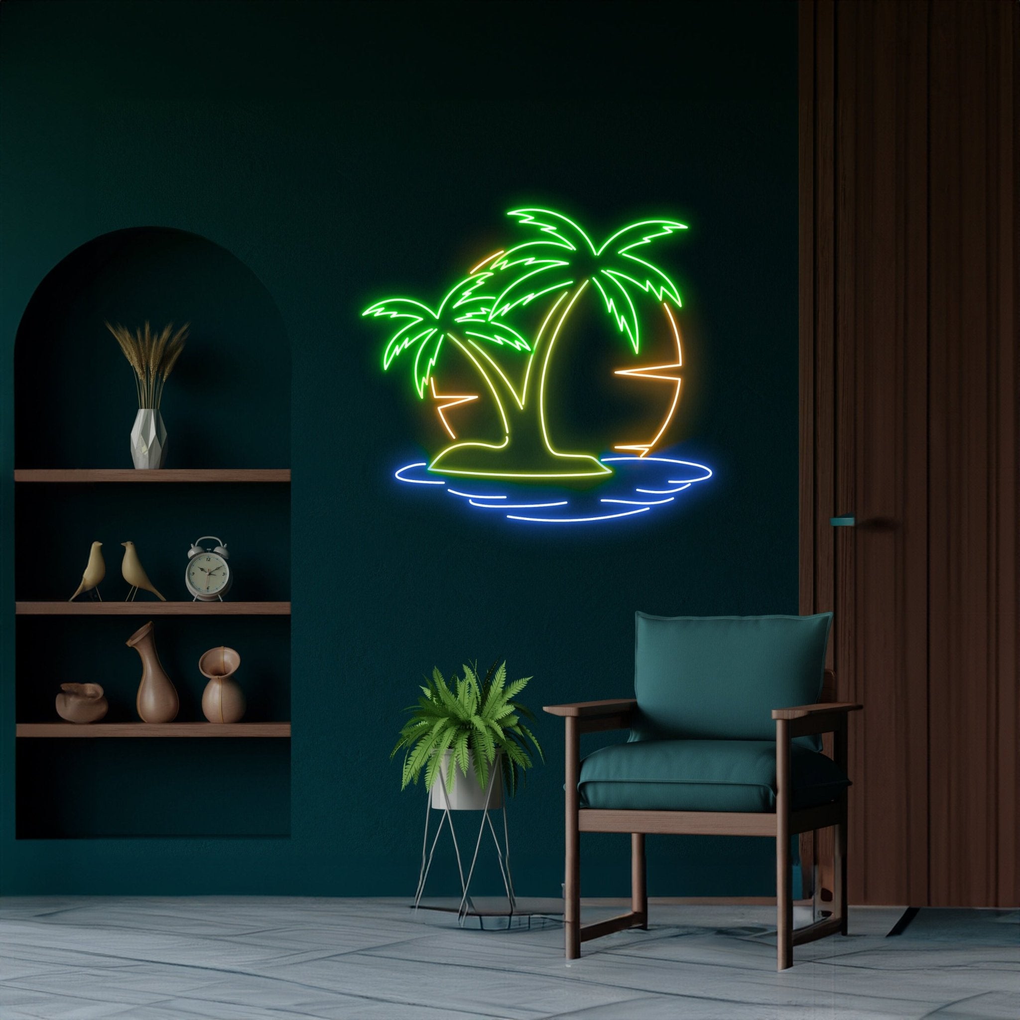 Neon Sign Wall Art Palm Tree And Sunset Kids Room Decoration - Shineneon