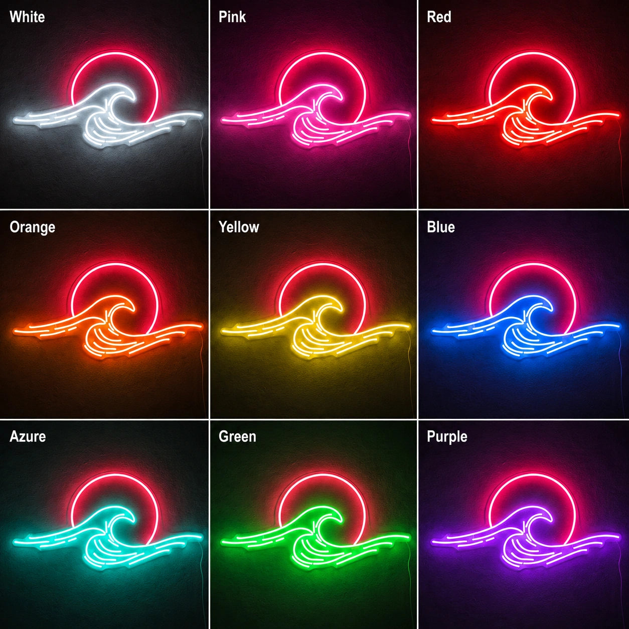 Neon Sunset Wave Neon Sign LED Neon Sign color grid