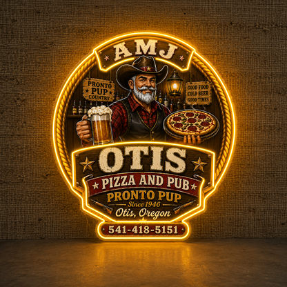 AMJ OTIS Pizza and Pub Sign LED Neon Sign