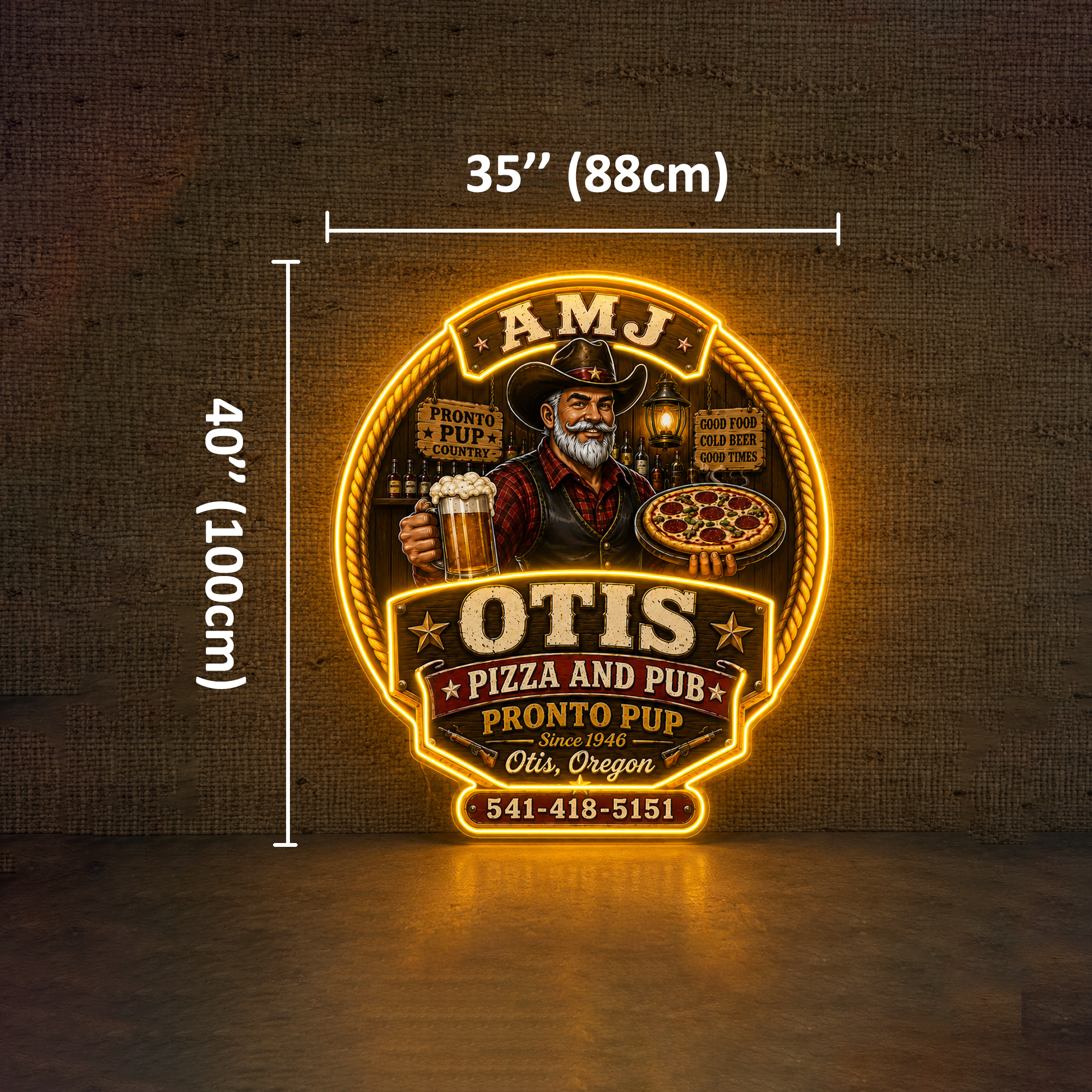 AMJ OTIS Pizza and Pub Sign LED Neon Sign