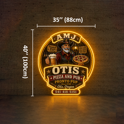 AMJ OTIS Pizza and Pub Sign LED Neon Sign