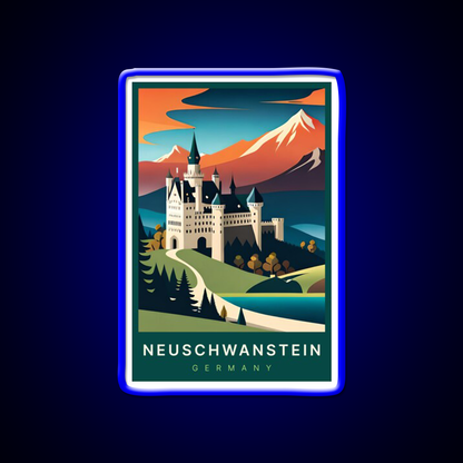 Neuschwanstein Germany Digital Art Illustration Beer Bar Decor Led Neon Sign Rgb Color - LED neon sign view 5