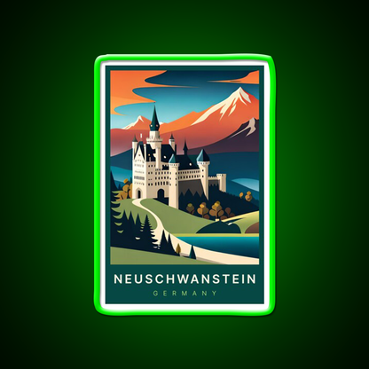 Neuschwanstein Germany Digital Art Illustration Beer Bar Decor Led Neon Sign Rgb Color - LED neon sign view 8