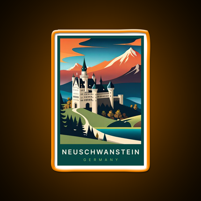 Neuschwanstein Germany Digital Art Illustration Beer Bar Decor Led Neon Sign Rgb Color - LED neon sign view 6