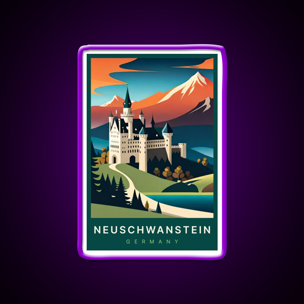 Neuschwanstein Germany Digital Art Illustration Beer Bar Decor Led Neon Sign Rgb Color - LED neon sign view 9