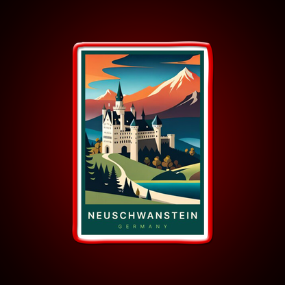 Neuschwanstein Germany Digital Art Illustration Beer Bar Decor Led Neon Sign Rgb Color
