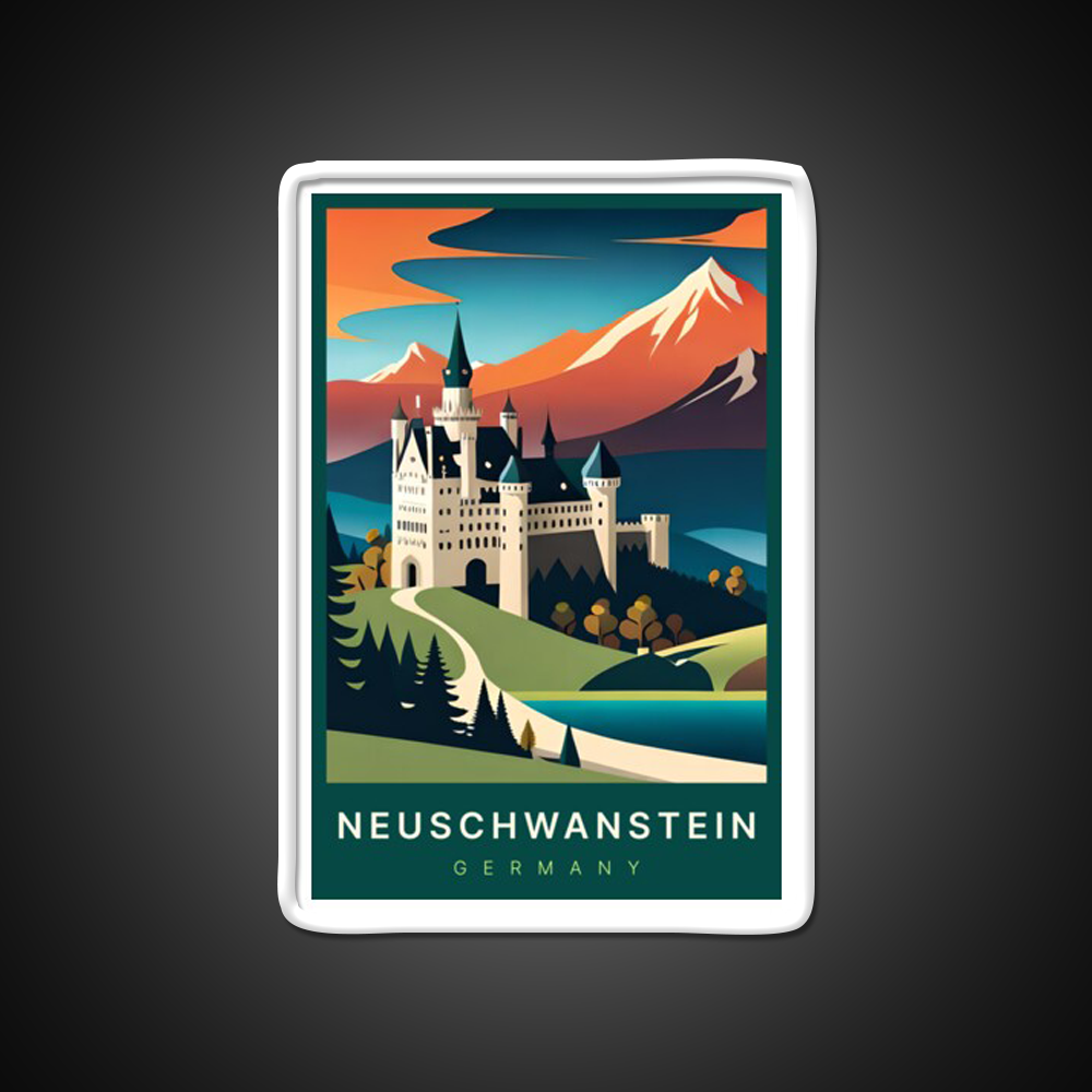 Neuschwanstein Germany Digital Art Illustration Beer Bar Decor Led Neon Sign Rgb Color - LED neon sign view 11