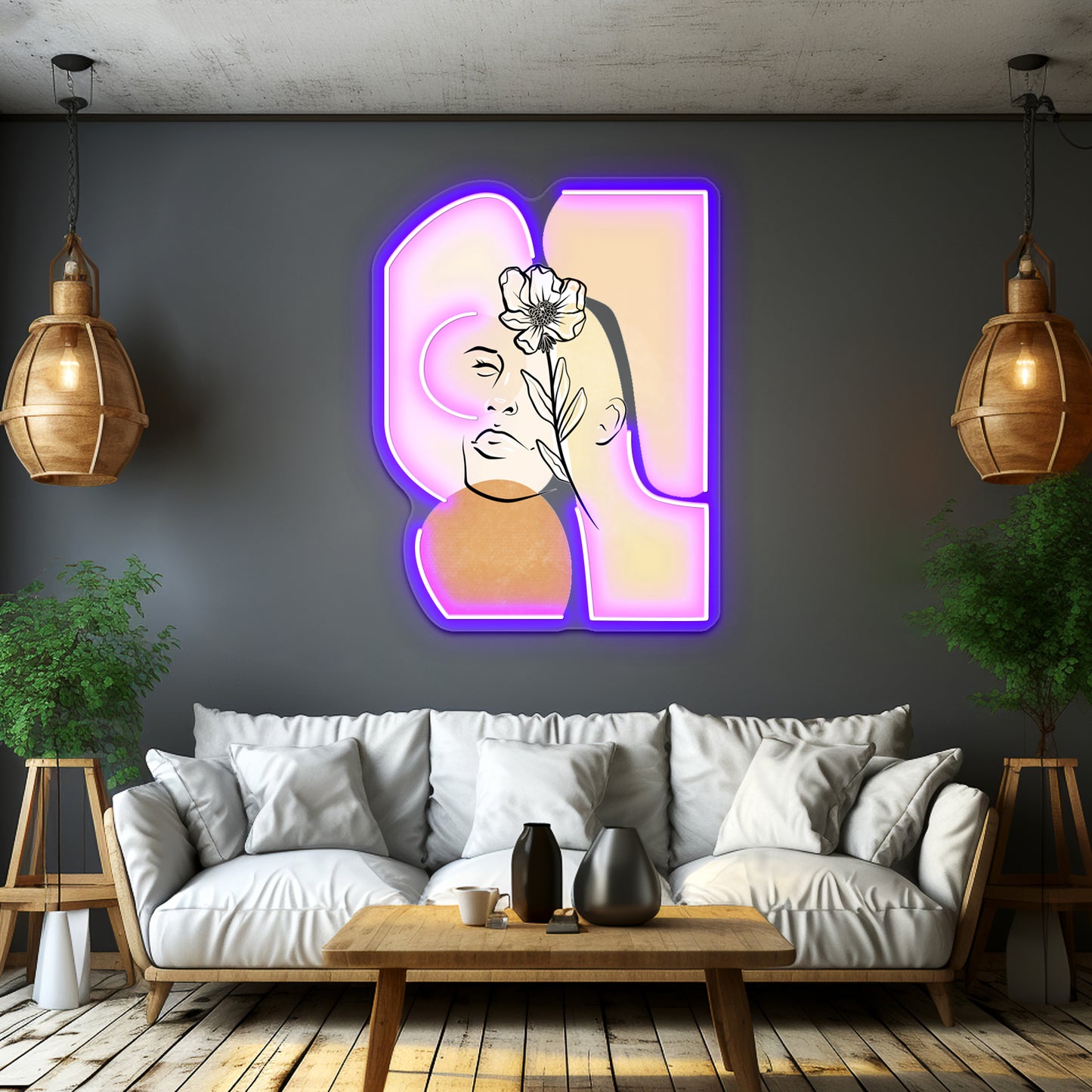 Neutral Abstract Wall Artwork Neon Signs