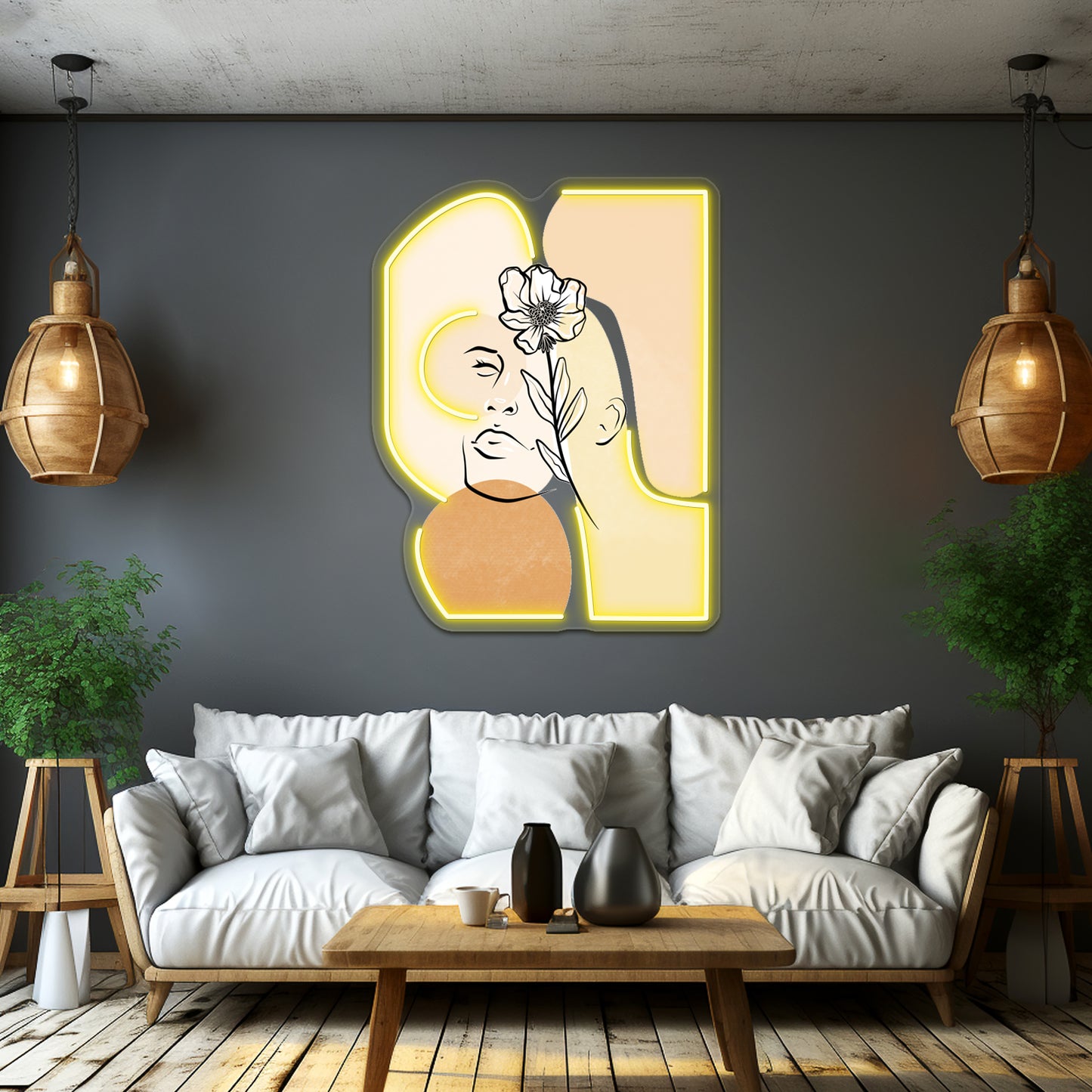 Neutral Abstract Wall Artwork Neon Signs