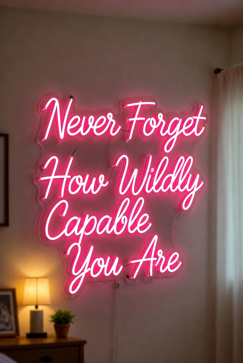 Never Forget How Wildly Capable You Are LED Neon Sign - 03 Real Lifestyle Scene