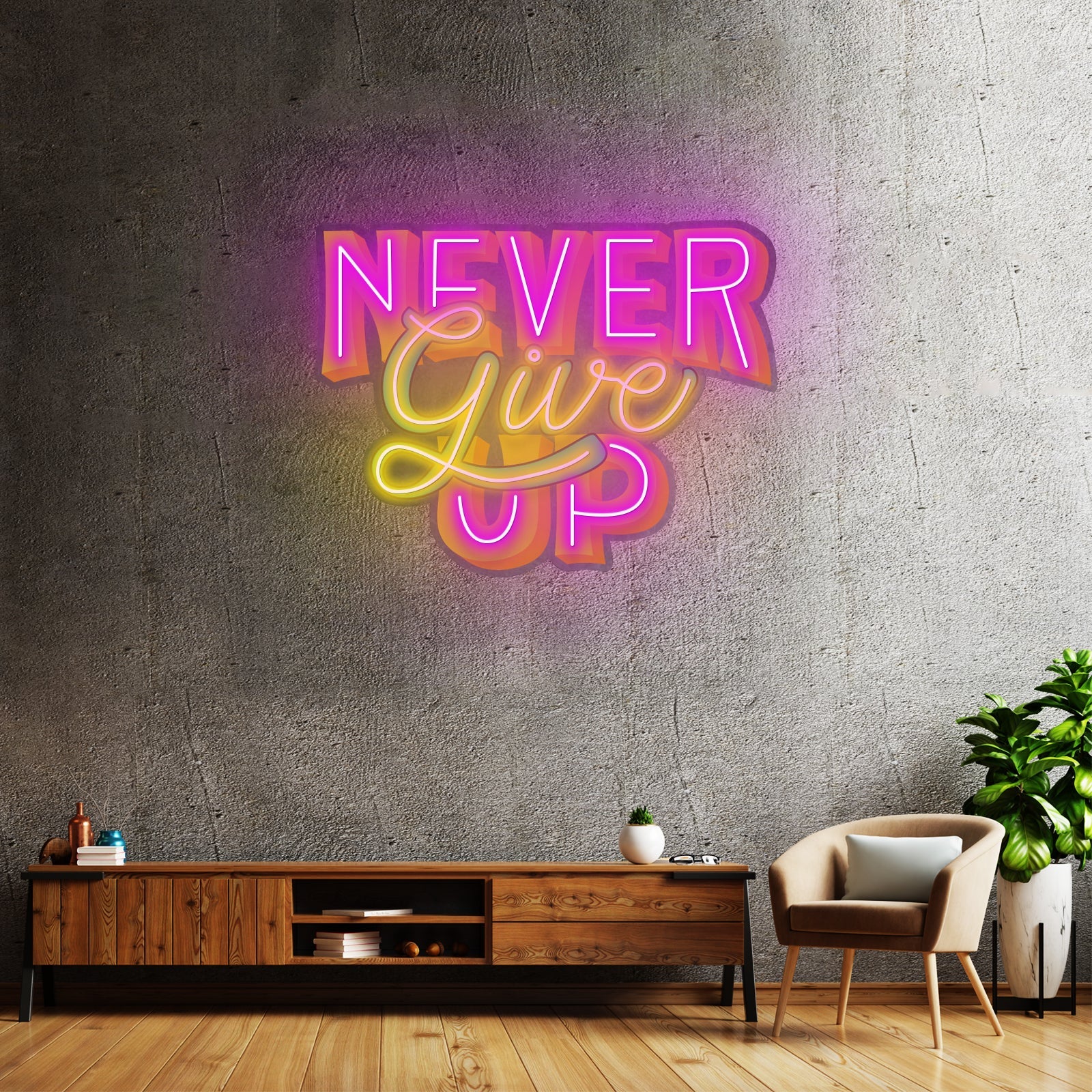 Never Give Up Led Neon Sign Light Custom Led Signs - Shineneon