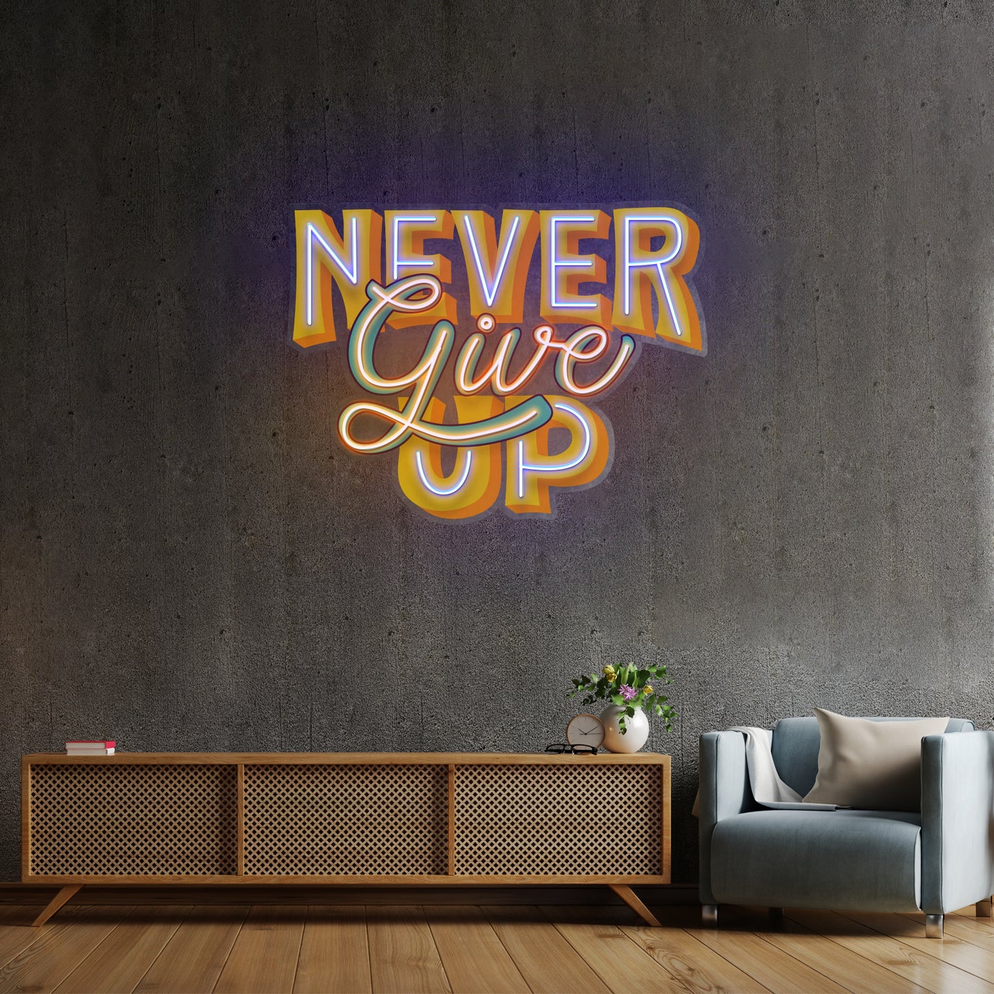 Never Give Up Led Neon Sign Light Custom Led Signs