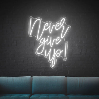 Never Give Up Warm Yellow Script Led Neon Sign For Home Studio Decor | Shineneon