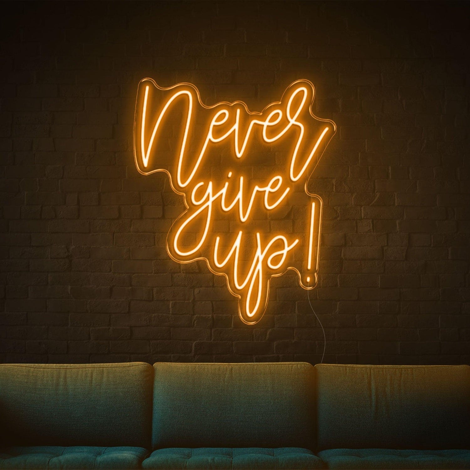 Never Give Up Warm Yellow Script Led Neon Sign For Home Studio Decor | Shineneon