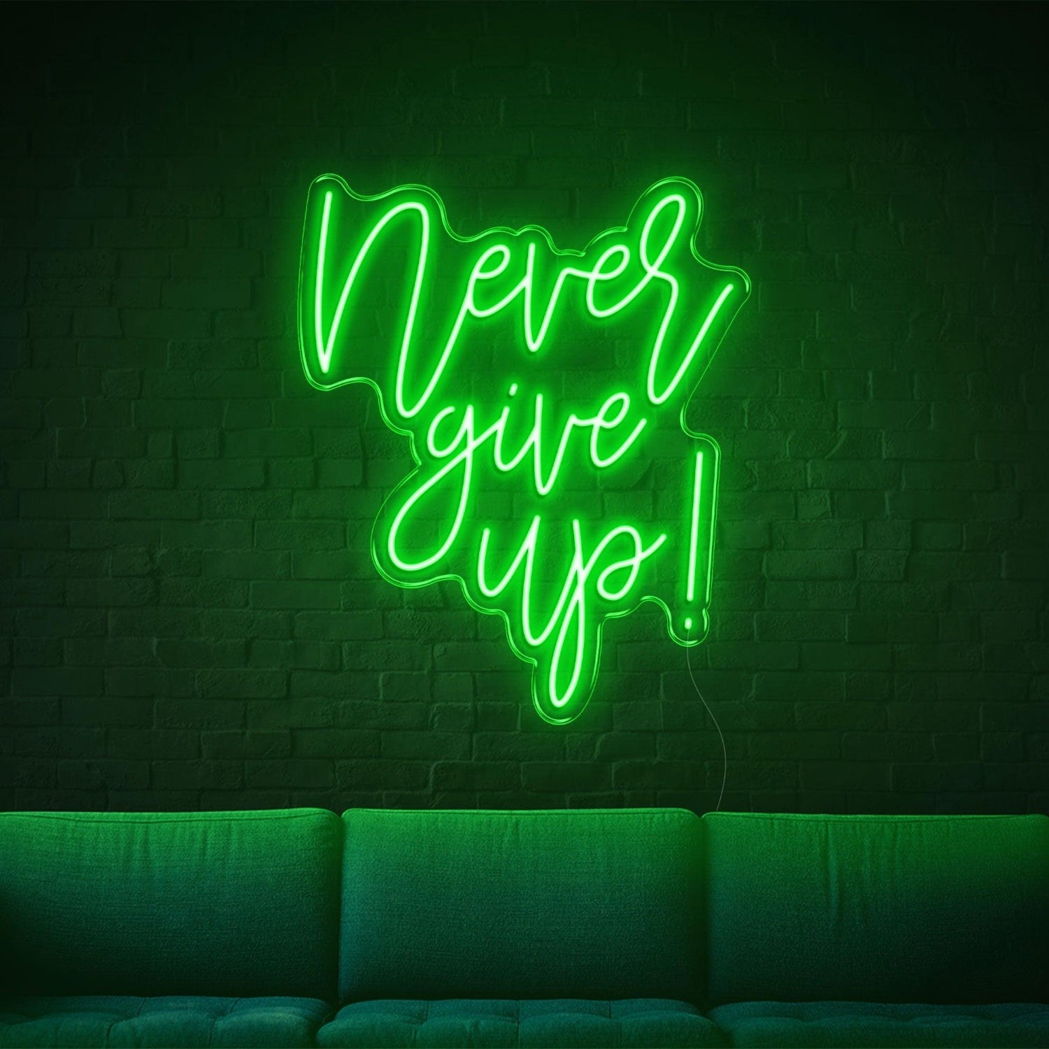 Never Give Up Warm Yellow Script Led Neon Sign For Home Studio Decor | Shineneon